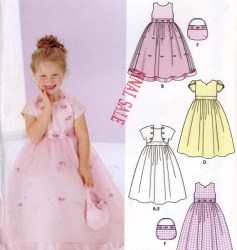 5638 GIRL TIE SLV OR NOT FANCY DRESS,BOLERO,PURSE PATTERN 3-6